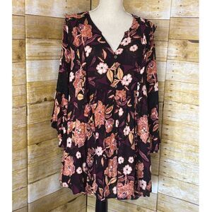 AVEOLOGY BY AVENUE BOHO INSPIRED ELEVATED FLORAL CASUAL EVERYDAY WEAR TUNIC 16